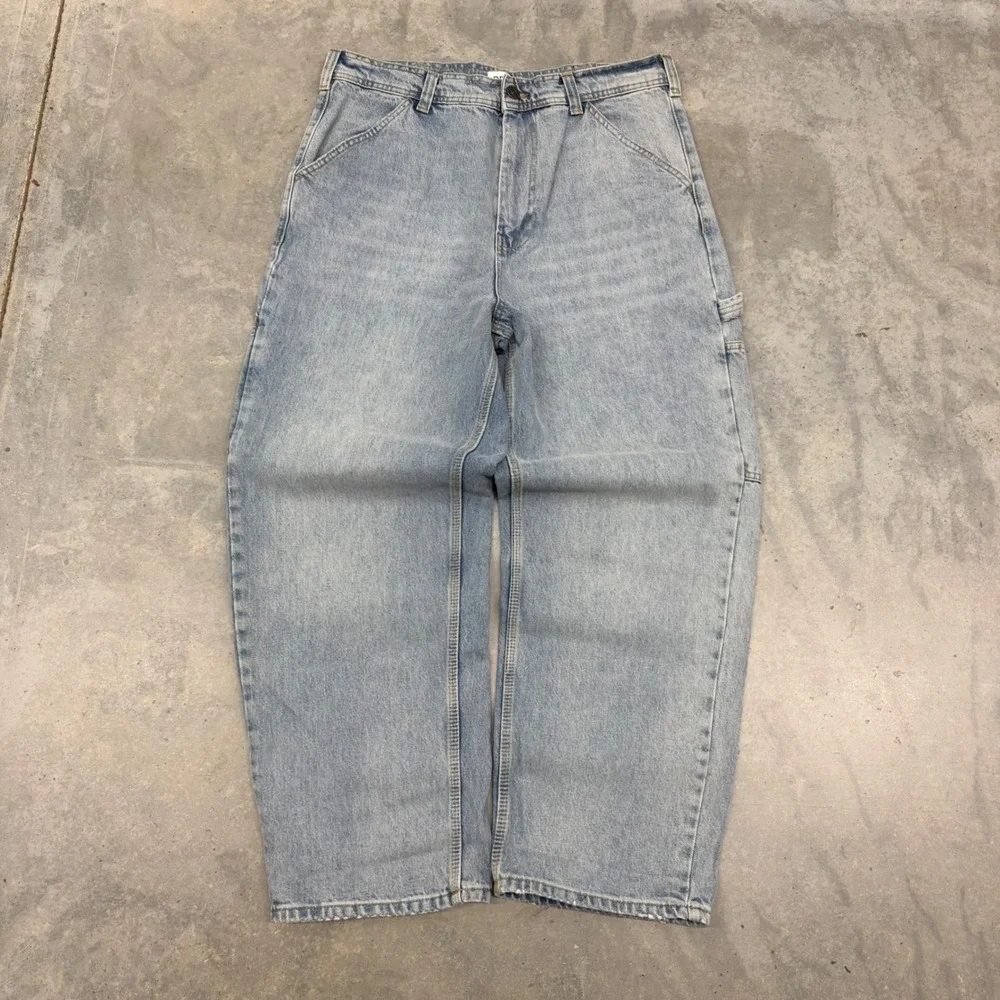 Y2K Mens BDG Urban Outfitters Carpenter Baggy Light Wash Jeans W34 L32
